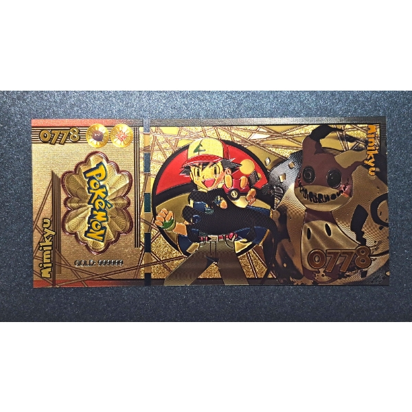 .999 GOLD FOIL JAPANESE ANIME' "MIMIKYU" POKEMON NOTE - IN PROTECTIVE SLEEVE