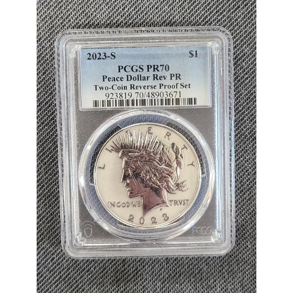 2023-S PCGS PR70 Peace Dollar Reverse Proof - Two Coin Reverse Proof Set