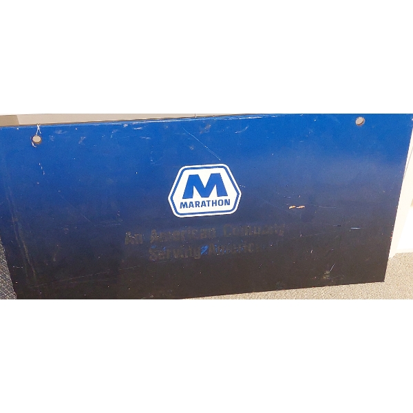 Advertising - "MARATHON" Oil Co Porcelain On Steel Pump Door 43 x 23