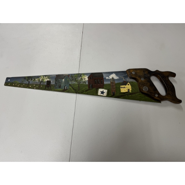 Vintage Painted Hand Saw - 28 Inches Long - Excellent Condition