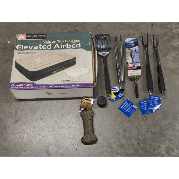 New Queen Sized Ozark Trail Elevated Air Bed, New Stainless Cooking Utensils And More