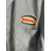 Image 2 : Vintage Sohio Blue and White Pinstripe Work Shirt - Mid 20th Century - Areas of Staining and wear an