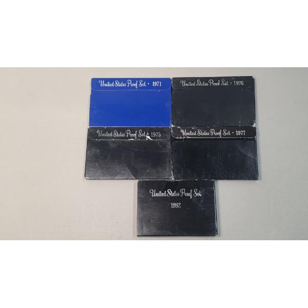 1971, 1975, 1976, 1977, 1982 United States Proof Sets