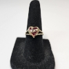 Image 1 : 10K Yellow Gold Heart-Shaped "Mom" Ring with Ruby Red Gemstone - Size 5.5 - Total Weight: 2.0g