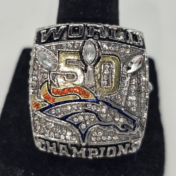 2015 Denver Broncos Miller Super Bowl 50 Ring- Replica - Size 10