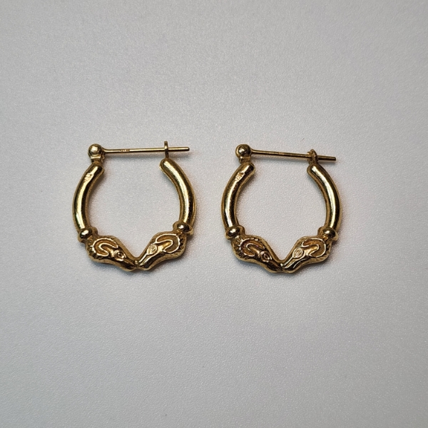 14K Yellow Gold Decorative Hoop Earrings - Total Weight: 1.5g