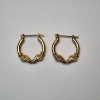 Image 1 : 14K Yellow Gold Decorative Hoop Earrings - Total Weight: 1.5g