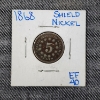 Image 1 : 1868 United States Shield Nickel ~ Early 5 Cent Coin in Good Condition!