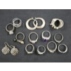 Image 1 : Sterling Silver Ring & Earring Assortment Weighing About 49.6 Grams Total