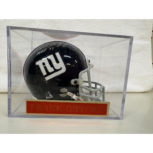 New York Giants Autographed Mini Helmet - Frank Gifford - HOF '77 - Riddell Helmet - ~4.5 inches wid