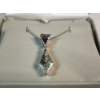 Image 2 : 14K White Gold 16" Necklace with Clear Stone Pendant - Total Weight 6.8g
