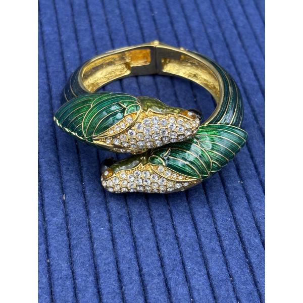 Green Detailed Bangle Bracelet - Gorgeous Piece! 
