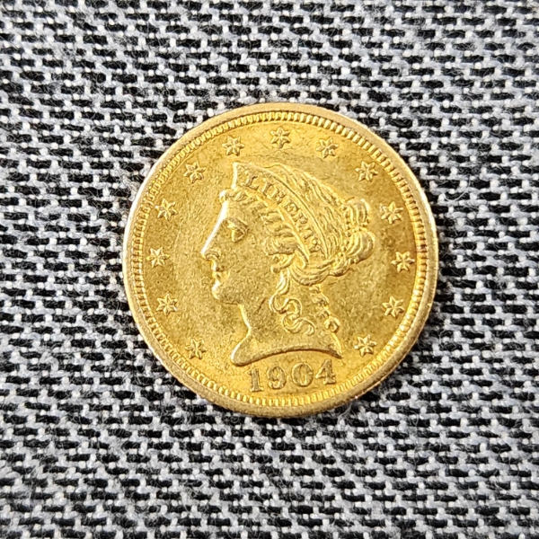 1904 United States $2.50 Gold Liberty Head Coin ~ AGW: 0.1209 Oz ~ Mintage of ONLY 160,790 ~