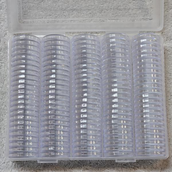 120pcs 30mm Coin Capsules Coin Holders Clear Plastic Round Container Case With Storage Organizer Box