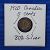 Image 1 : 1920 Canadian 80% Silver 5 Cent Coin 