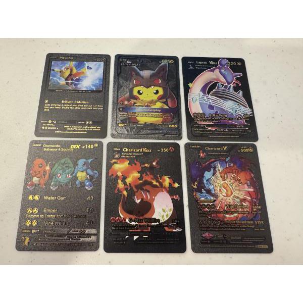 6 - 1995 - 1999 Pokemon Black Gold Foil Special Edition Trading Cards - All Mint Condition