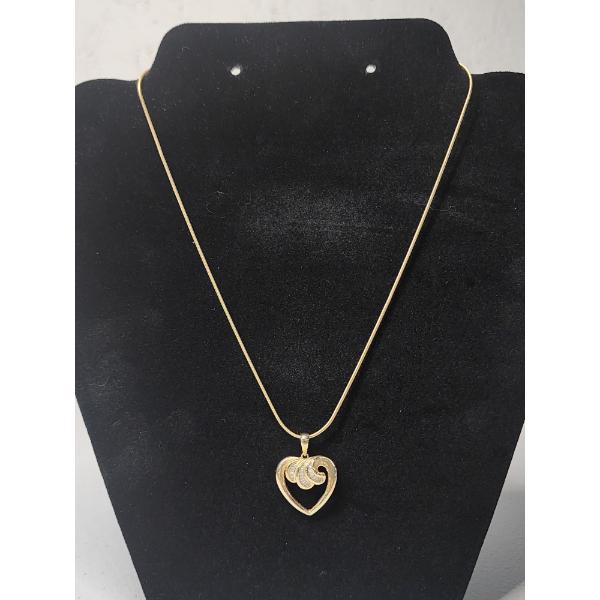 14K Yellow Gold 16" Snake Chain with Heart Pendant TW: 7.7g