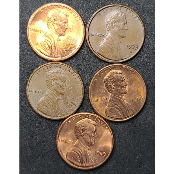 Possible Rotated Die Lincoln Cents - 1973-D, 1974, 1986, 1989  - Face Value: $0.05