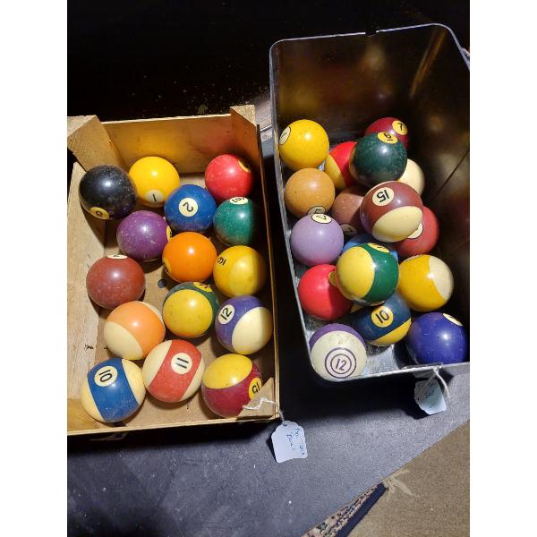 Pool Balls - Full Size - 1 Complete Set & 17 Extras Various Numbers - See Pics