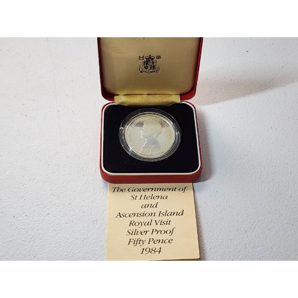1984 The Government of St. Helena & Ascension Island Royal Visit Sterling Silver Proof Coin - 28.3g