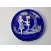 Image 1 : Vintage Collectible Mary Gregory Hand-Painted Enamel "Mother's Day 1974" Blue Glass Plate