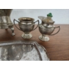 Image 2 : Vintage Tea Set: Dispenser, Cream and Sugar Holders, Tray