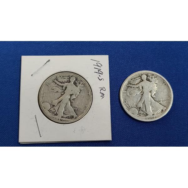 1917 & 1919-S 90% Silver Walking Liberty Half Dollars - Face Value: $1.00