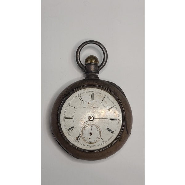 Antique Sterling Silver Illinois Watch Co. 17 Jewels Open Face Size 18s Pocket Watch - TW: 194.1g