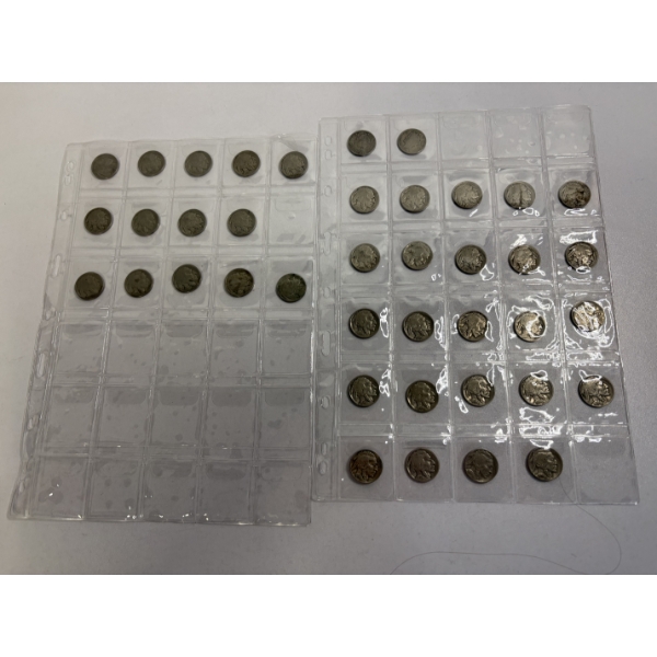 Sheet of Buffalo Nickels (mostly) & 2 V Nickels - FV $2.00 