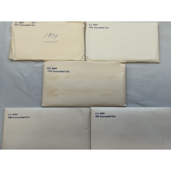Five United States 1974-1981 Mint Coin Sets - Mint Condition