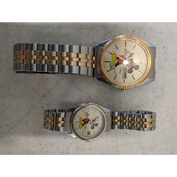 Lorus Quartz Disney Mickey Mouse Two Toned Band His & Hers Watches