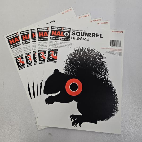 5 Thompson Target HALO Reactive Paper Shooting Targets - Squirrel