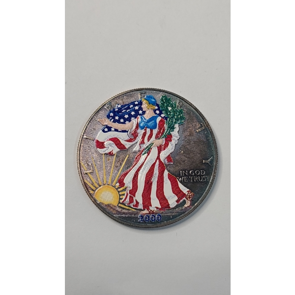 United States 2000 Colorized One Ounce .999 Fine Silver American Eagle - Toned