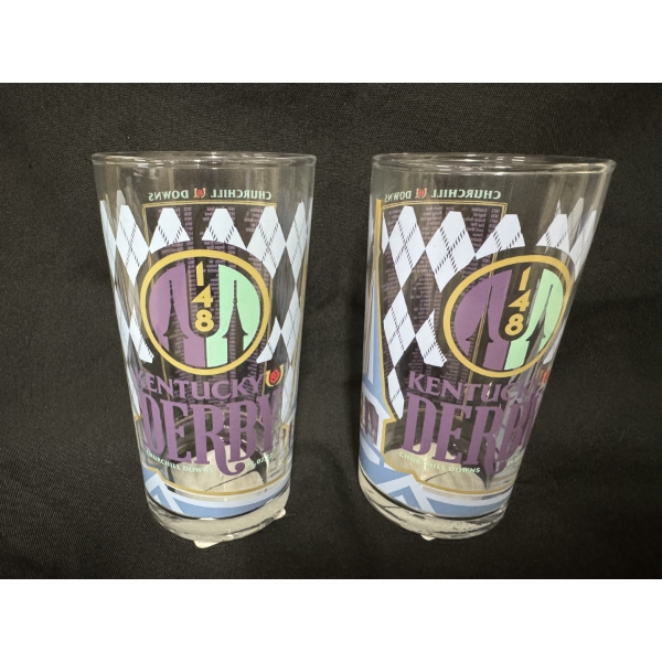 2 - 148th Kentucky Derby Churchill Downs Souvenir Glasses - Mint Condition - From 2022
