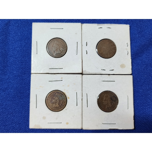 x4 Assorted Years Indian Head Cents in Holders