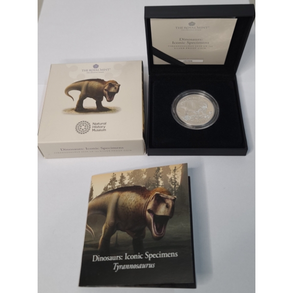 2024 Royal Mint Dinosaurs Iconic Specimens Tyrannosaurus 1 Troy Oz .999 Fine Silver Proof Coin