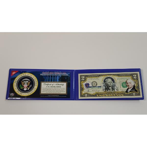 Colorized United States Two-Dollar Bill Featuring Commemorative Design