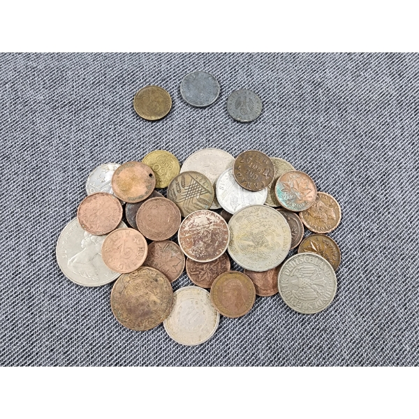 Lot of Assorted Foreign Coins Ft. Three German Wartime Coins 