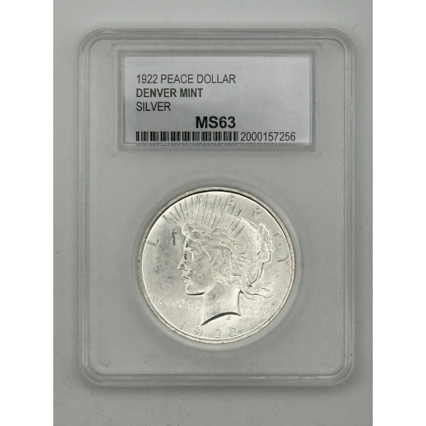 PCC MS63 1922-D Silver Peace Dollar