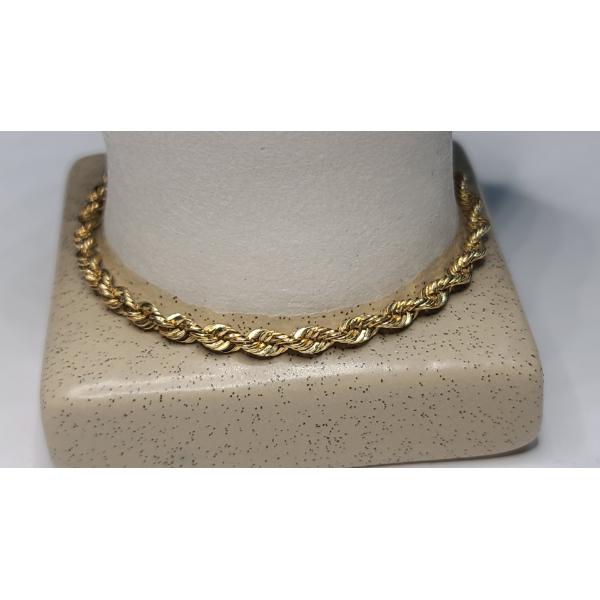 14K Yellow Gold Twisted Rope 7" Bracelet - Weight: 2.3g