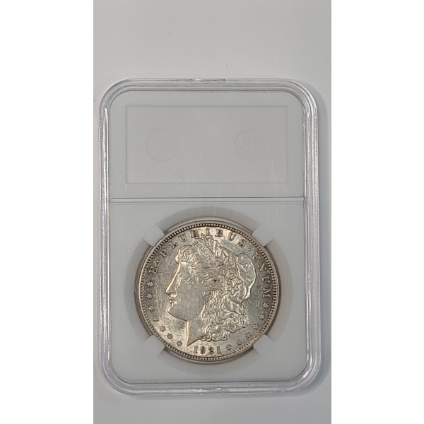 1921 90% Silver Morgan Dollar In Slab