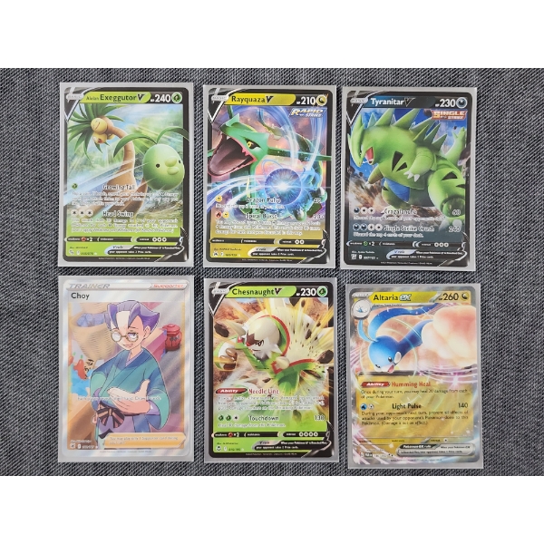 Lot of Six Assorted Holo Rare Pokemon Trading Cards Including Tyranitar & Rayquaza - Mostly NM
