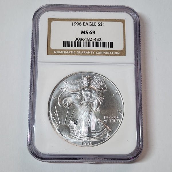 1996 American Silver Eagle $1 - 1 oz .999 Fine Silver - Graded by NGC MS 69