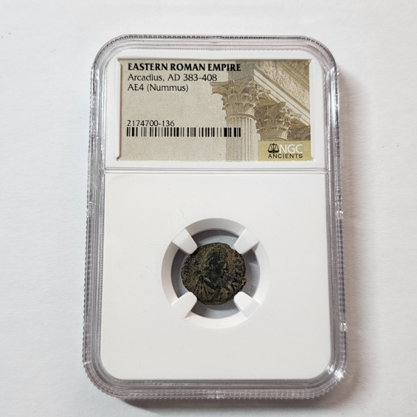 NGC Ancients Eastern Roman Empire Arcadius, AD 383-408 AE4 (Nummus)