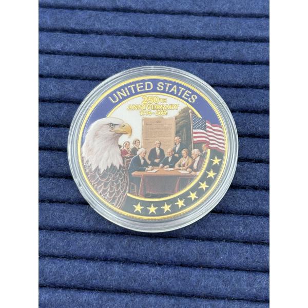 USA 250th Anniversary Commemorative Coin celebrating 1776-2026 - Colored image of a bald eagle 