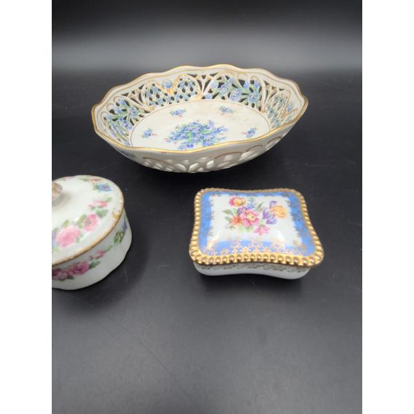 Vintage Glassware Items - Bavaria Schumann Forget me Not Germany Bowl - B.J. Feldman's Sons Franklin
