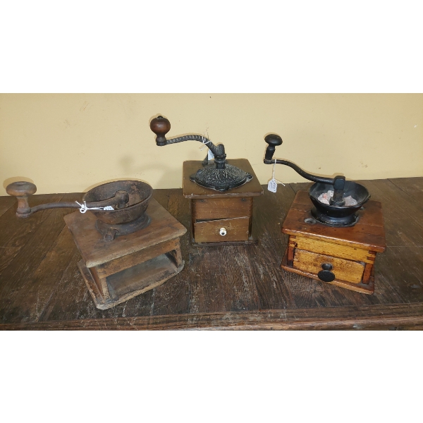 Antique Coffee Grinders - 3 Pcs As Shown - See Pics