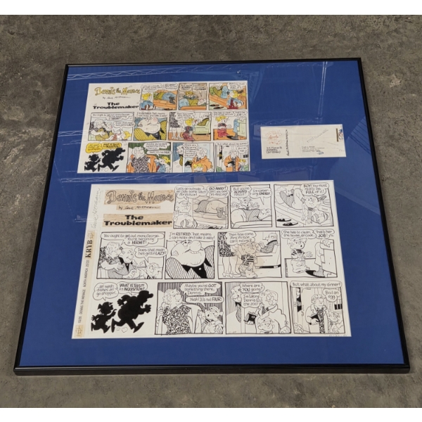 One Of A Kind! Professionally Framed & Artist Signed, Dennis The Menace "The Trouble Maker" Comic
