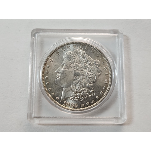 Excellent Condition 1885 90% Silver Morgan Dollar in Protective Case 