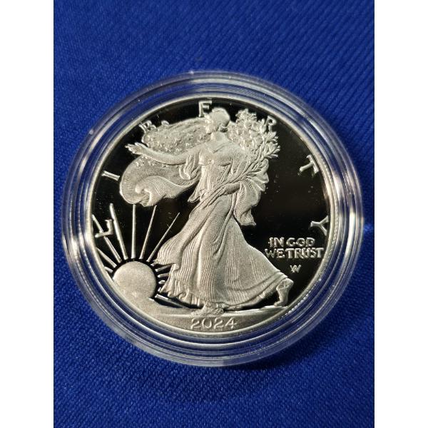 2024 - W American Eagle Silver Proof Coin 1 Troy Ounce Fine Silver - Sought After Piece!